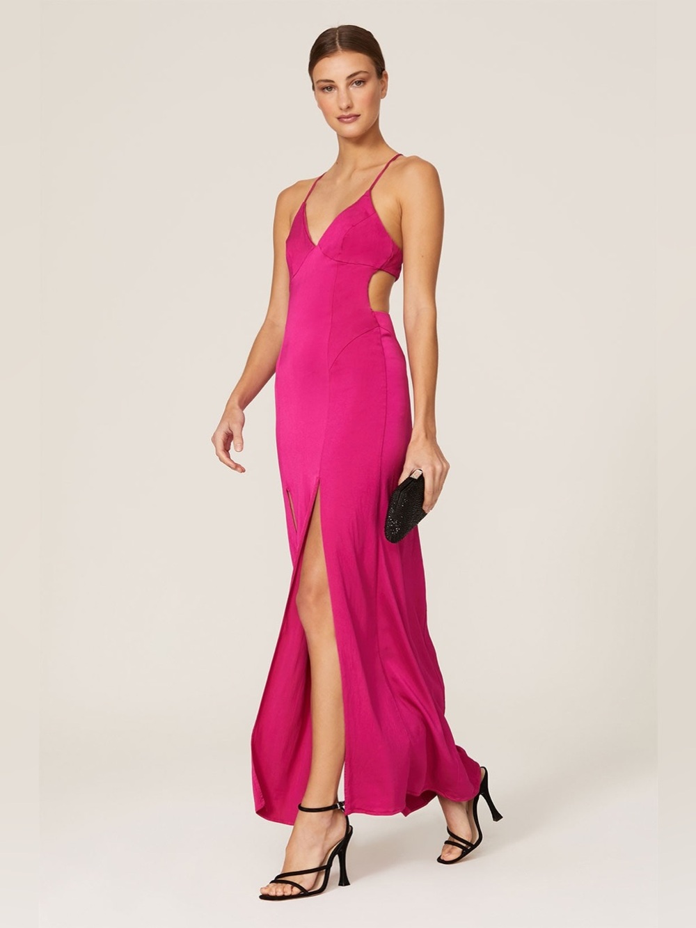 Manning Cartell Facetime Double-Slit Backless Size 8 Slip Dress in Magenta